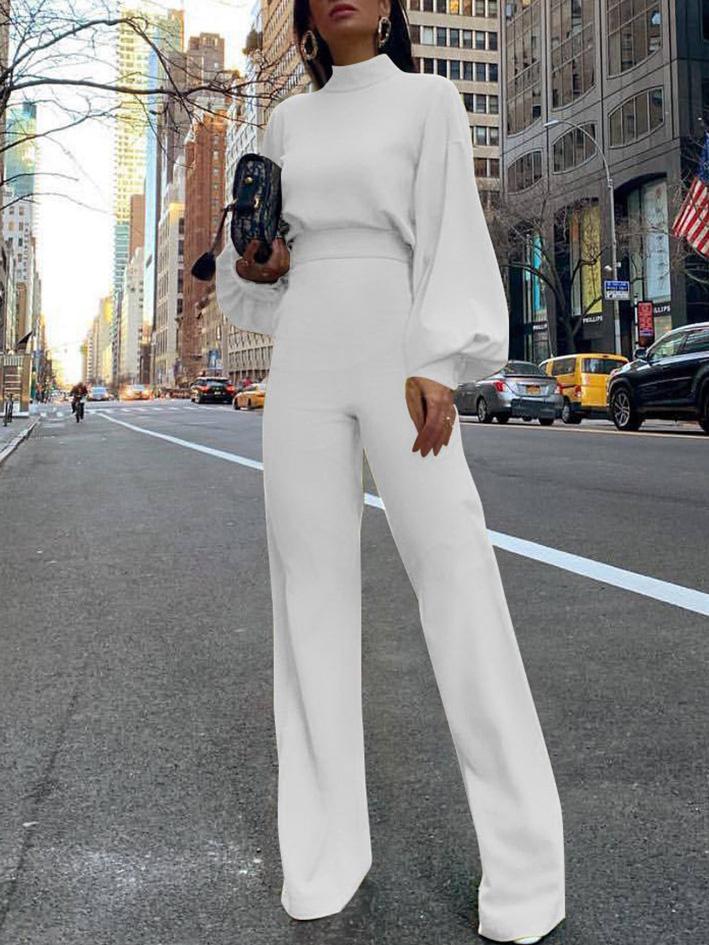 Women's Jumpsuits High Neck Open Back Long Sleeve Wide-Leg Jumpsuit - Jumpsuits & Rompers - INS | Online Fashion Free Shipping Clothing, Dresses, Tops, Shoes - 25/08/2021 - 30-40 - Bottom