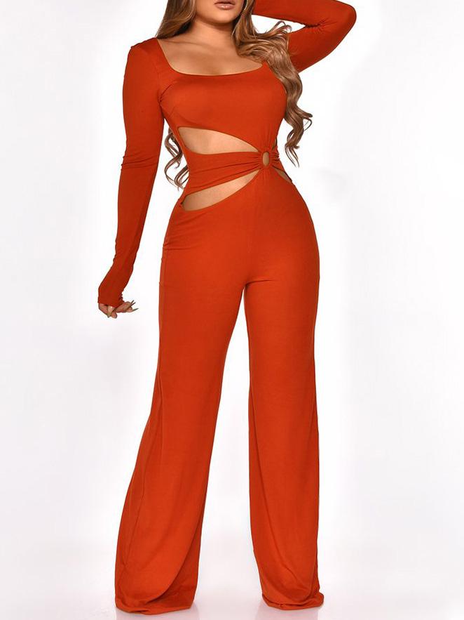 Women's Jumpsuits Long Sleeve Cut-Waist Skinny Jumpsuit - Jumpsuits & Rompers - INS | Online Fashion Free Shipping Clothing, Dresses, Tops, Shoes - 02/09/2021 - 30-40 - Bottom
