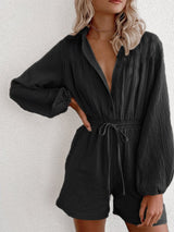 Women's Jumpsuits Long Sleeve Drawstring Pocket Single-Breasted Jumpsuit - Jumpsuits & Rompers - INS | Online Fashion Free Shipping Clothing, Dresses, Tops, Shoes - 03/09/2021 - 30-40 - Bottom