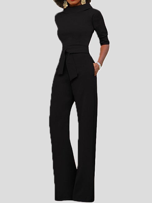 Women's Jumpsuits Solid Five-Point Sleeve Belted Wide-Leg Jumpsuit - Jumpsuits & Rompers - Instastyled | Online Fashion Free Shipping Clothing, Dresses, Tops, Shoes - 29/12/2021 - 40-50 - Bottoms