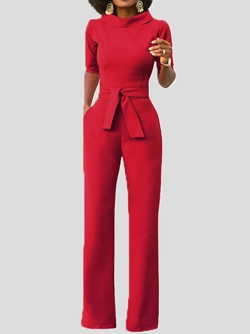 Women's Jumpsuits Solid Five-Point Sleeve Belted Wide-Leg Jumpsuit - Jumpsuits & Rompers - Instastyled | Online Fashion Free Shipping Clothing, Dresses, Tops, Shoes - 29/12/2021 - 40-50 - Bottoms