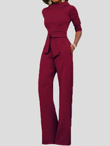 Women's Jumpsuits Solid Five-Point Sleeve Belted Wide-Leg Jumpsuit - Jumpsuits & Rompers - Instastyled | Online Fashion Free Shipping Clothing, Dresses, Tops, Shoes - 29/12/2021 - 40-50 - Bottoms