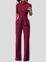 Women's Jumpsuits Solid Five-Point Sleeve Belted Wide-Leg Jumpsuit - Jumpsuits & Rompers - Instastyled | Online Fashion Free Shipping Clothing, Dresses, Tops, Shoes - 29/12/2021 - 40-50 - Bottoms