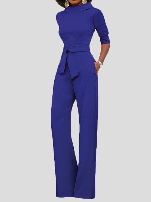 Women's Jumpsuits Solid Five-Point Sleeve Belted Wide-Leg Jumpsuit - Jumpsuits & Rompers - Instastyled | Online Fashion Free Shipping Clothing, Dresses, Tops, Shoes - 29/12/2021 - 40-50 - Bottoms