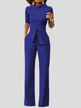 Women's Jumpsuits Solid Five-Point Sleeve Belted Wide-Leg Jumpsuit - Jumpsuits & Rompers - Instastyled | Online Fashion Free Shipping Clothing, Dresses, Tops, Shoes - 29/12/2021 - 40-50 - Bottoms