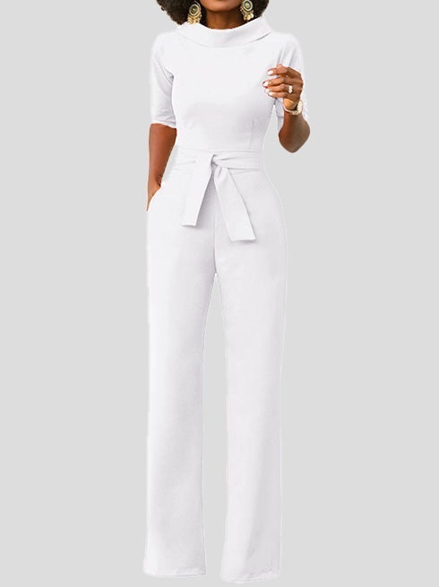 Women's Jumpsuits Solid Five-Point Sleeve Belted Wide-Leg Jumpsuit - Jumpsuits & Rompers - Instastyled | Online Fashion Free Shipping Clothing, Dresses, Tops, Shoes - 29/12/2021 - 40-50 - Bottoms