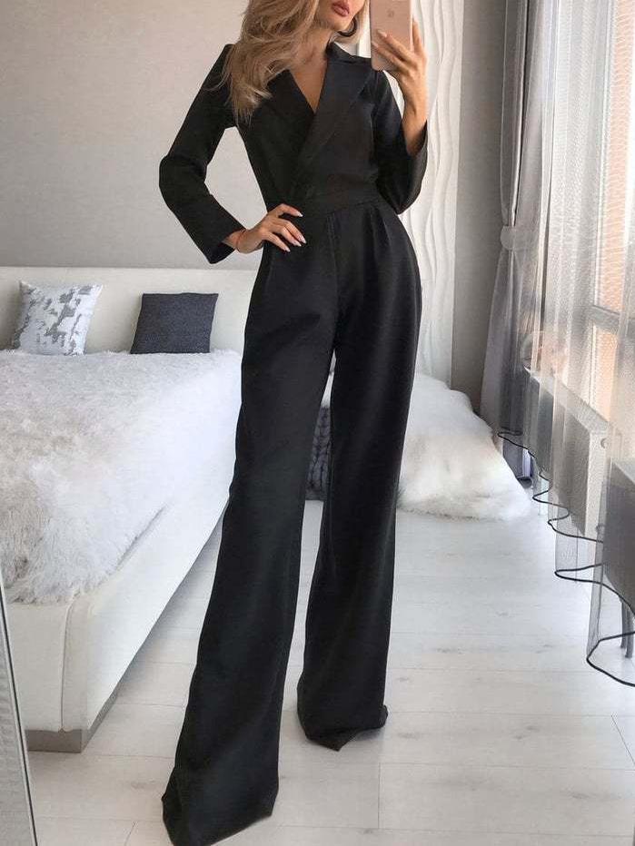 Women's Jumpsuits Solid Long Sleeve Slim Fit Jumpsuit - Jumpsuits & Rompers - INS | Online Fashion Free Shipping Clothing, Dresses, Tops, Shoes - 21/08/2021 - 40-50 - Bottom