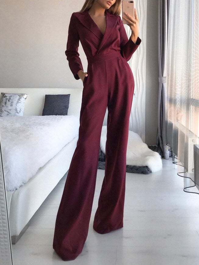 Women's Jumpsuits Solid Long Sleeve Slim Fit Jumpsuit - Jumpsuits & Rompers - INS | Online Fashion Free Shipping Clothing, Dresses, Tops, Shoes - 21/08/2021 - 40-50 - Bottom