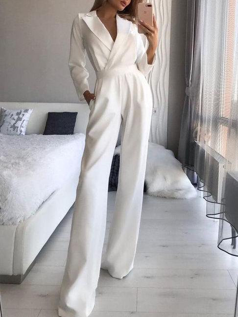 Women's Jumpsuits Solid Long Sleeve Slim Fit Jumpsuit - Jumpsuits & Rompers - INS | Online Fashion Free Shipping Clothing, Dresses, Tops, Shoes - 21/08/2021 - 40-50 - Bottom