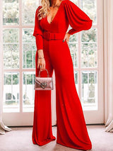 Women's Jumpsuits V-Neck Long Sleeve High Waist Fashion Jumpsuit - Jumpsuits & Rompers - INS | Online Fashion Free Shipping Clothing, Dresses, Tops, Shoes - 30-40 - 30/08/2021 - Bottom