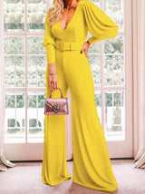 Women's Jumpsuits V-Neck Long Sleeve High Waist Fashion Jumpsuit - Jumpsuits & Rompers - INS | Online Fashion Free Shipping Clothing, Dresses, Tops, Shoes - 30-40 - 30/08/2021 - Bottom