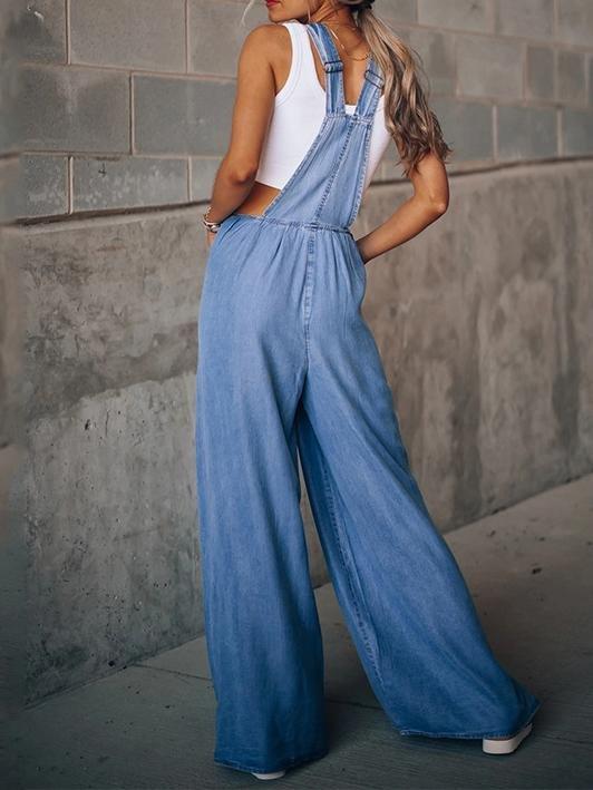 Women's Jumpsuits Wide-Leg Leisure Vacation Denim Jumpsuit - Jumpsuits & Rompers - INS | Online Fashion Free Shipping Clothing, Dresses, Tops, Shoes - 19/08/2021 - Bottom - Category_Jumpsuits & Rompers