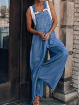 Women's Jumpsuits Wide-Leg Leisure Vacation Denim Jumpsuit - Jumpsuits & Rompers - INS | Online Fashion Free Shipping Clothing, Dresses, Tops, Shoes - 19/08/2021 - Bottom - Category_Jumpsuits & Rompers