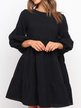 Women's Lantern Sleeve Long Sleeve Dress - Dresses - INS | Online Fashion Free Shipping Clothing, Dresses, Tops, Shoes - Autumn - Black - Color_Black