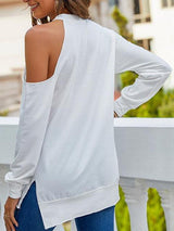 Women's Off Shoulder Broken Hole Pullovers Top