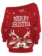 Women's Oversize Christmas Print Sweatshirt - INS | Online Fashion Free Shipping Clothing, Dresses, Tops, Shoes