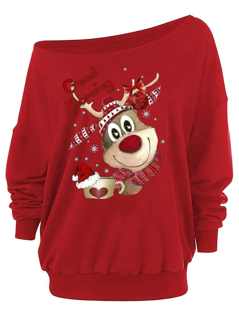 Women's Oversize Christmas Print Sweatshirt - INS | Online Fashion Free Shipping Clothing, Dresses, Tops, Shoes