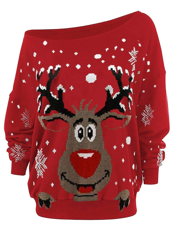 Women's Oversize Christmas Print Sweatshirt - INS | Online Fashion Free Shipping Clothing, Dresses, Tops, Shoes