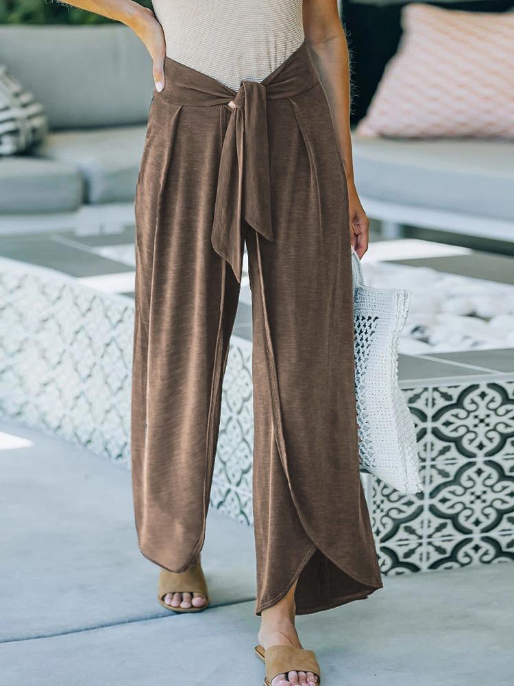 Women's Pants Casual Belted Irregular Hem Trousers - Pants - INS | Online Fashion Free Shipping Clothing, Dresses, Tops, Shoes - 02/11/2021 - 20-30 - Bottoms