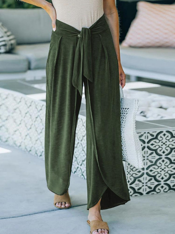 Women's Pants Casual Belted Irregular Hem Trousers - Pants - INS | Online Fashion Free Shipping Clothing, Dresses, Tops, Shoes - 02/11/2021 - 20-30 - Bottoms