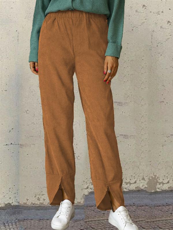 Women's Pants Corduroy Elastic Waist Straight-Leg Casual Pants - Pants - INS | Online Fashion Free Shipping Clothing, Dresses, Tops, Shoes - 20-30 - 25/10/2021 - Bottoms