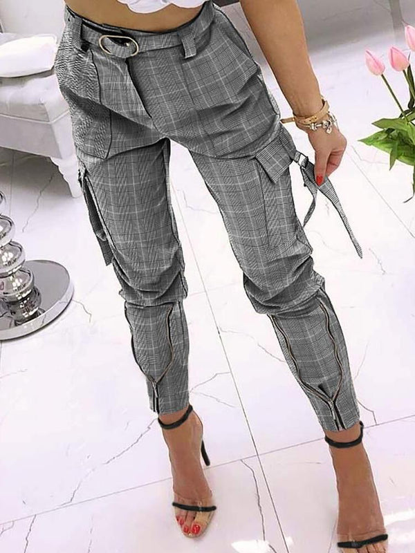 Women's Pants Elastic High Waist Pocket Zipper Cargo Pants - Pants - INS | Online Fashion Free Shipping Clothing, Dresses, Tops, Shoes - 22/11/2021 - 30-40 - Bottoms