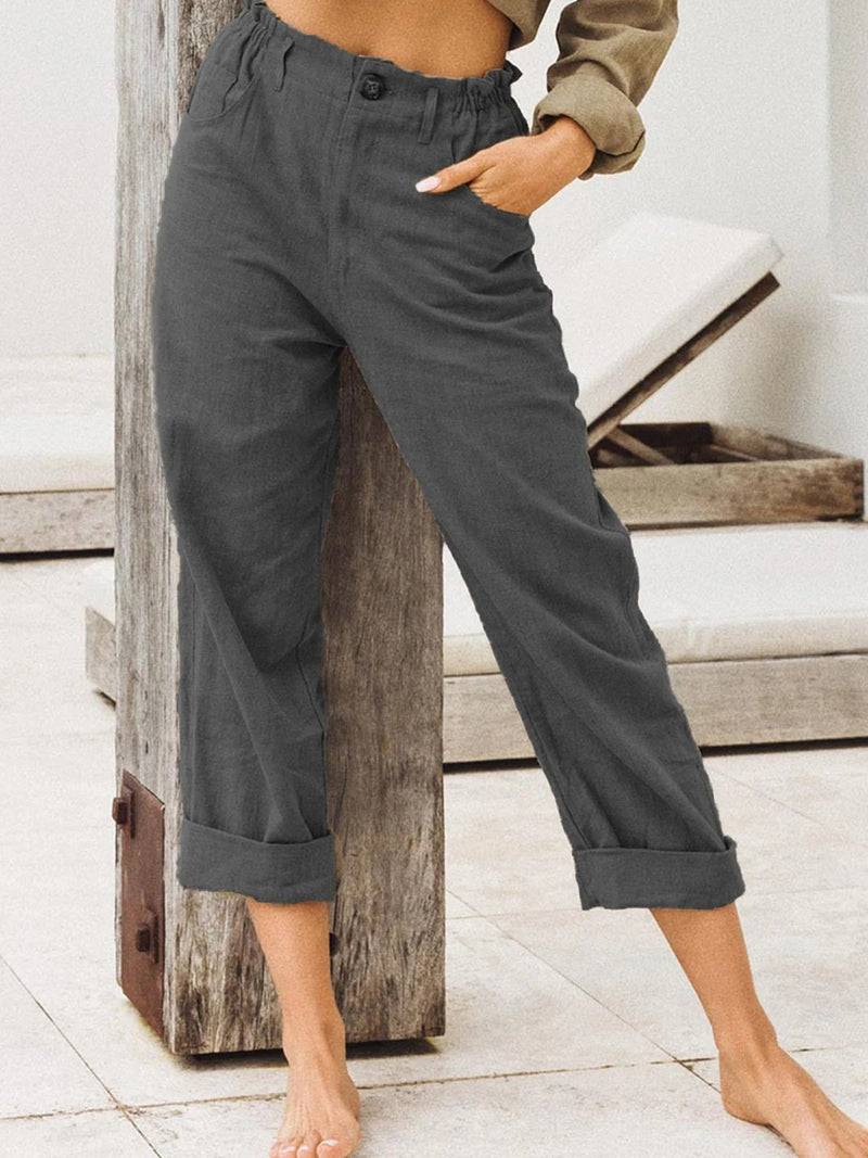 Women's Pants Loose Solid Pocket High Waist Casual Pants - Pants - INS | Online Fashion Free Shipping Clothing, Dresses, Tops, Shoes - 10-20 - 26/09/2021 - Bottom