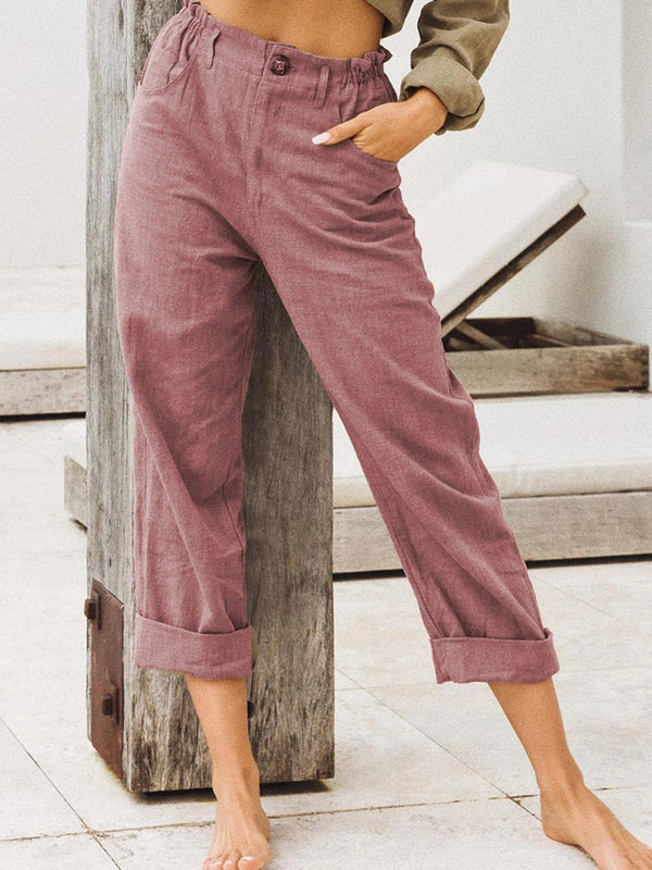 Women's Pants Loose Solid Pocket High Waist Casual Pants - Pants - INS | Online Fashion Free Shipping Clothing, Dresses, Tops, Shoes - 10-20 - 26/09/2021 - Bottom