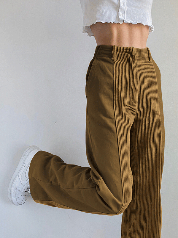 Women's Pants Pure Straight-Leg Corduroy Casual Pant - Pants - INS | Online Fashion Free Shipping Clothing, Dresses, Tops, Shoes - 21/10/2021 - 30-40 - Bottom