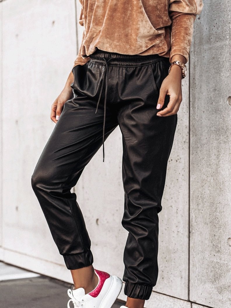 Women's Pants Simple Elastic Tether Slim Leather Pants - Pants - INS | Online Fashion Free Shipping Clothing, Dresses, Tops, Shoes - 03/09/2021 - 30-40 - Bottom