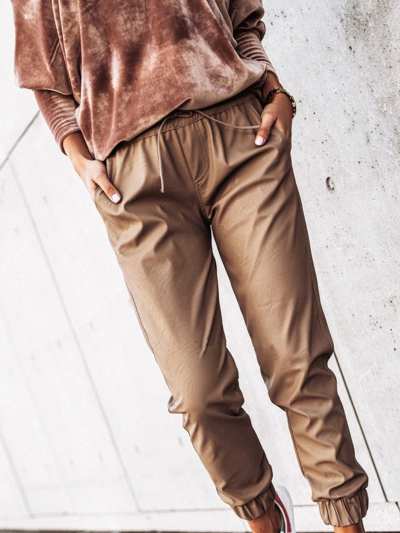 Women's Pants Simple Elastic Tether Slim Leather Pants - Pants - INS | Online Fashion Free Shipping Clothing, Dresses, Tops, Shoes - 03/09/2021 - 30-40 - Bottom