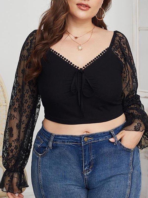 Women's Plus Size Long-sleeved Fashion Top - CURVE+PLUS - INS | Online Fashion Free Shipping Clothing, Dresses, Tops, Shoes - CURVE+PLUS - Mx Curve+Plus -