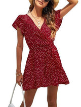 Women's Polka Dots Short Sleeve Ruffle Dress - Dresses - INS | Online Fashion Free Shipping Clothing, Dresses, Tops, Shoes - 18/03/2021 - Black - Color_Black