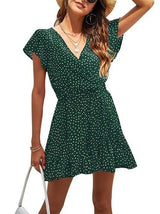 Women's Polka Dots Short Sleeve Ruffle Dress - Dresses - INS | Online Fashion Free Shipping Clothing, Dresses, Tops, Shoes - 18/03/2021 - Black - Color_Black