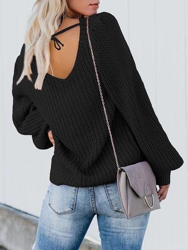 Women's puff sleeve knit sweater - Sweaters - INS | Online Fashion Free Shipping Clothing, Dresses, Tops, Shoes - Sweaters - -