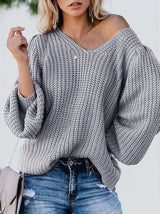 Women's puff sleeve knit sweater - Sweaters - INS | Online Fashion Free Shipping Clothing, Dresses, Tops, Shoes - Sweaters - -