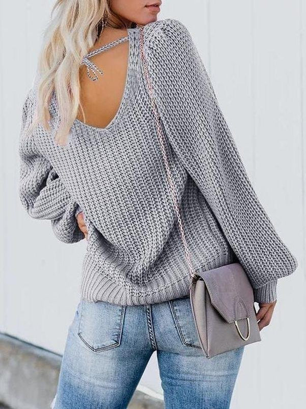 Women's puff sleeve knit sweater - Sweaters - INS | Online Fashion Free Shipping Clothing, Dresses, Tops, Shoes - Sweaters - -