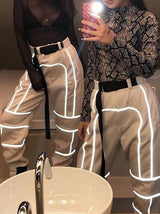 Women's Reflective Cargo pants - Bottoms - INS | Online Fashion Free Shipping Clothing, Dresses, Tops, Shoes - #idol - Black - Bottoms