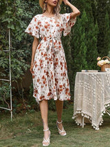 Women's Ruffle Short Sleeve Floral Dress