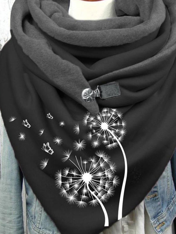 Women's Scarfs Dandelion Print Warm Buttoned Scarf - Scarfs - INS | Online Fashion Free Shipping Clothing, Dresses, Tops, Shoes - 10-20 - 26/10/2021 - Accs & Jewelry