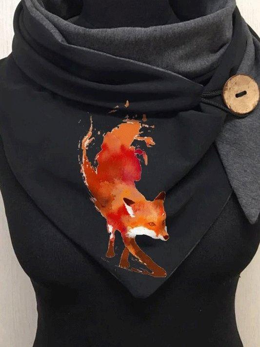 Women's Scarfs Firefox Print Warm Buttoned Scarf - Scarfs - INS | Online Fashion Free Shipping Clothing, Dresses, Tops, Shoes - 10-20 - 29/10/2021 - Accs & Jewelry