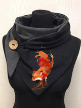 Women's Scarfs Firefox Print Warm Buttoned Scarf - Scarfs - INS | Online Fashion Free Shipping Clothing, Dresses, Tops, Shoes - 10-20 - 29/10/2021 - Accs & Jewelry