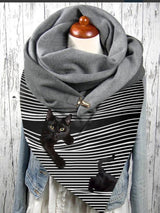 Women's Scarfs Striped Cat Print Warm Scarf - Scarfs - INS | Online Fashion Free Shipping Clothing, Dresses, Tops, Shoes - 10-20 - 26/10/2021 - Accs & Jewelry