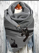 Women's Scarfs Striped Cat Print Warm Scarf - Scarfs - INS | Online Fashion Free Shipping Clothing, Dresses, Tops, Shoes - 10-20 - 26/10/2021 - Accs & Jewelry