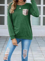 Women's Sequin Crewneck T-shirt - T-Shirts - INS | Online Fashion Free Shipping Clothing, Dresses, Tops, Shoes - 2XL - Autumn - Black