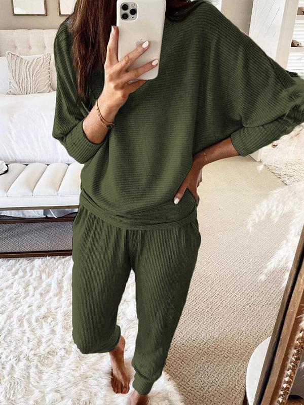 Women's Set Casual Solid Pocket Long Sleeve Two-Piece Suit - Sets - INS | Online Fashion Free Shipping Clothing, Dresses, Tops, Shoes - 02/09/2021 - 30-40 - Bottom