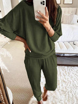 Women's Set Casual Solid Pocket Long Sleeve Two-Piece Suit - Sets - INS | Online Fashion Free Shipping Clothing, Dresses, Tops, Shoes - 02/09/2021 - 30-40 - Bottom