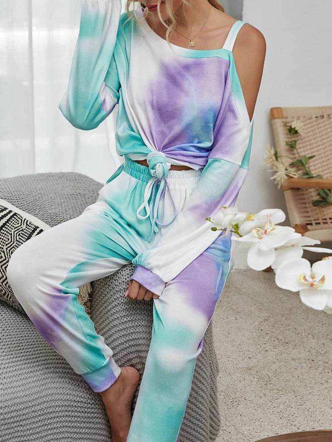 Women's Set Long Sleeve Round Neck Strapless Tie-Dye Two-Piece Suit - Sets - INS | Online Fashion Free Shipping Clothing, Dresses, Tops, Shoes - 02/09/2021 - 30-40 - Bottom