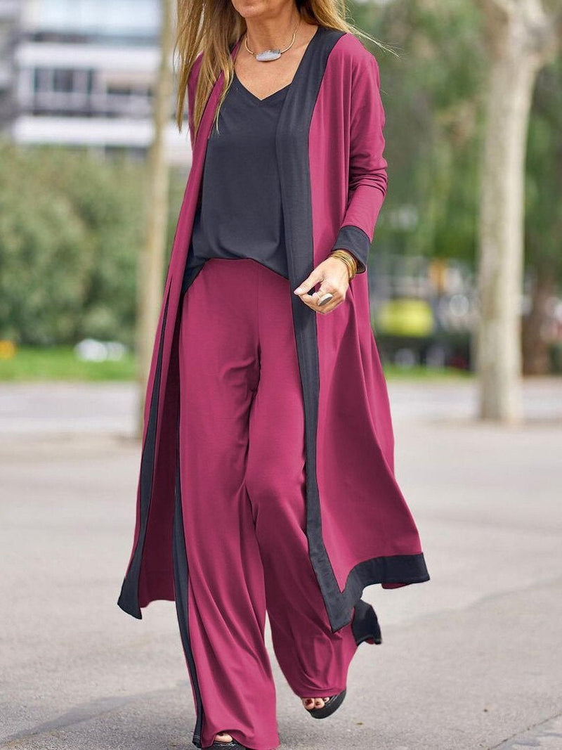 Women's Sets Casual Cardigan Sling Straight Pants Three-Piece Suit - Sets - Instastyled | Online Fashion Free Shipping Clothing, Dresses, Tops, Shoes - 10/12/2021 - Bottoms - color-black