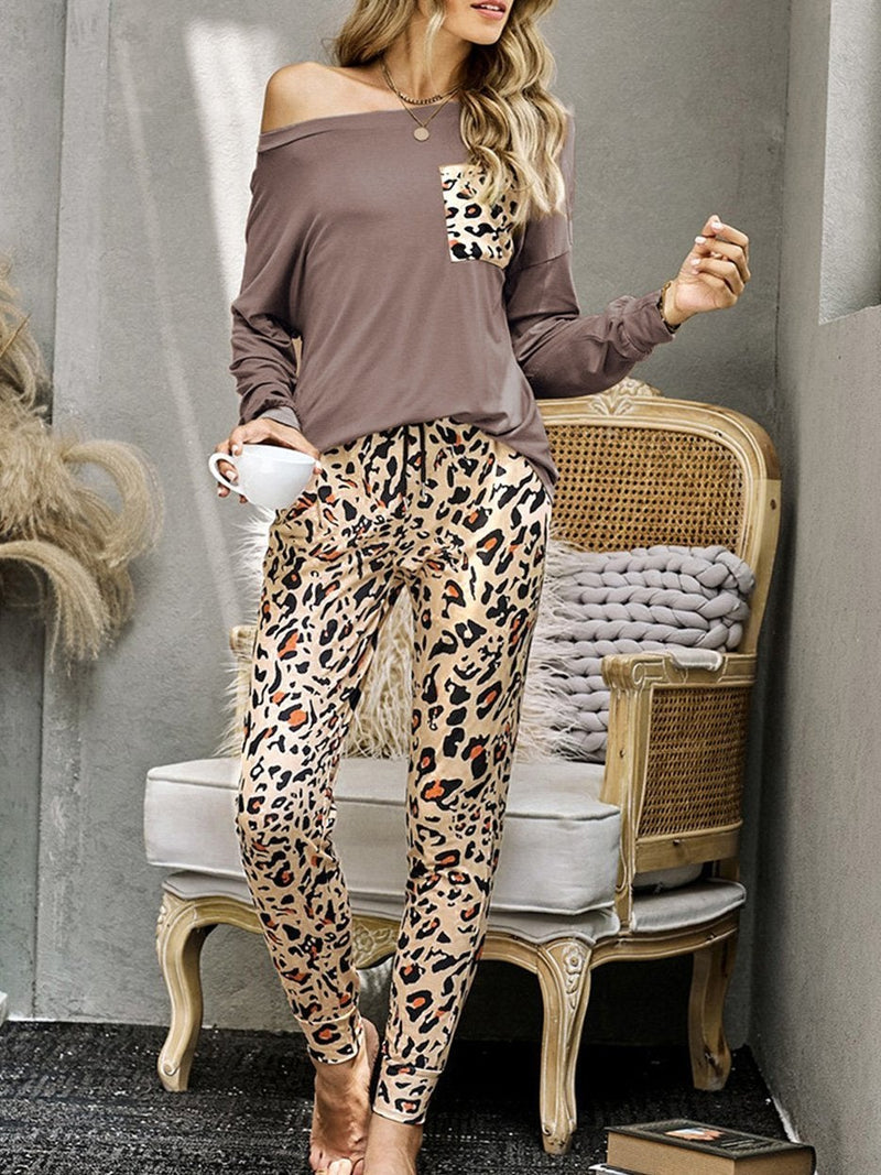 Women's Sets Casual Leopard Print Long Sleeve & Pants Two-Piece Set - Sets - INS | Online Fashion Free Shipping Clothing, Dresses, Tops, Shoes - 17/09/2021 - Bottom - Category_Sets